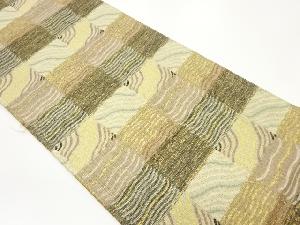 四角に抽象波模様織出し袋帯